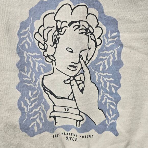RVCA Renaissance Cropped Crewneck Sweater White - Picture 3 of 6